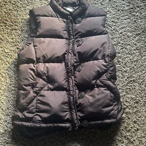 Vtg J Crew Down Puffer Vest Womens Small Black Full Zip Button 90s